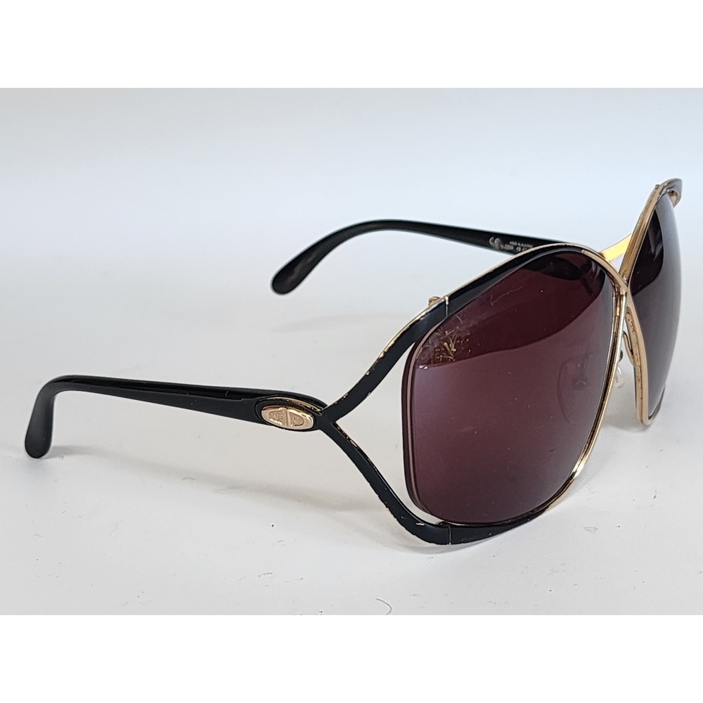 Christian Dior Vintage 2056 49 Oversized Butterfly Sunglasses Black Gold Austria